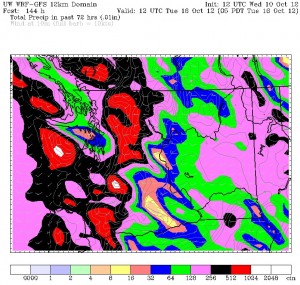 Predicted rainfall through Oct. 15 in Seattle