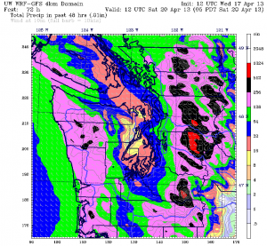 From tomorrow morning through early Saturday, around half an inch of rain is predicted in Seattle, with higher totals to the east.