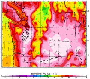 The University of Washington's weather model calls for temperatures near 80 degrees on Sunday and Monday.