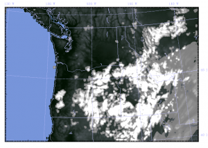 By Sunday morning, the UW's WRF weather model shows clear skies over all of Western Washington, with clouds confined to the south and east.