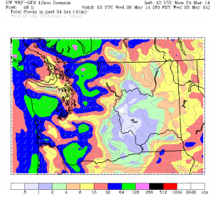 After a nice break, more rain is headed back to Western Washington tomorrow, with a quarter-inch in store for Seattle.