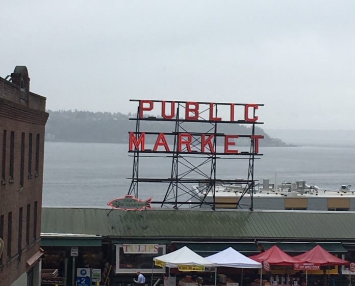 Rainy skies over Pike Place Market
