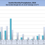 Seattle rainfall in 2018, by month