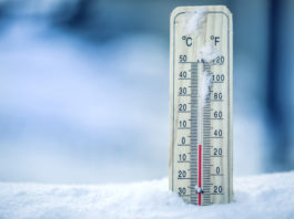 Thermometer showing cold weather in Seattle.