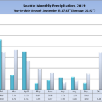 Seattle rainfall in 2019, by month