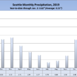 Seattle rainfall in 2019, by month